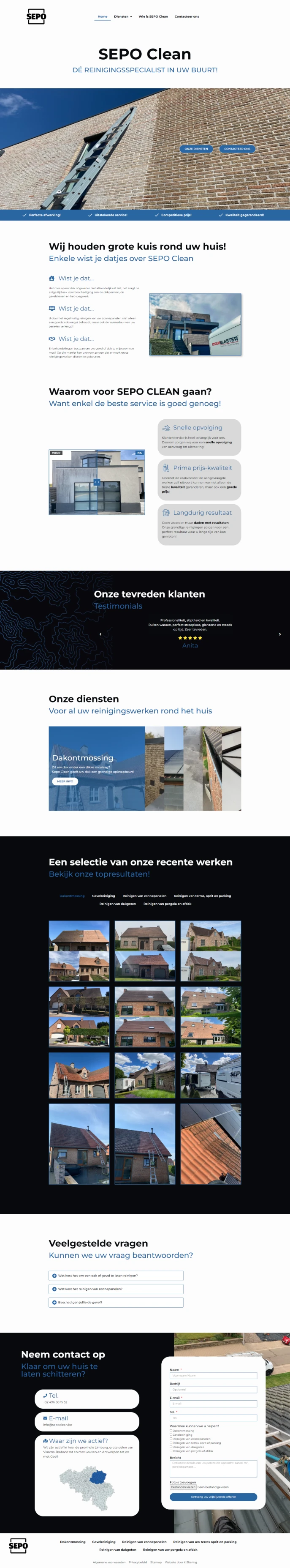 Volledige startpagina van Sepo Clean
