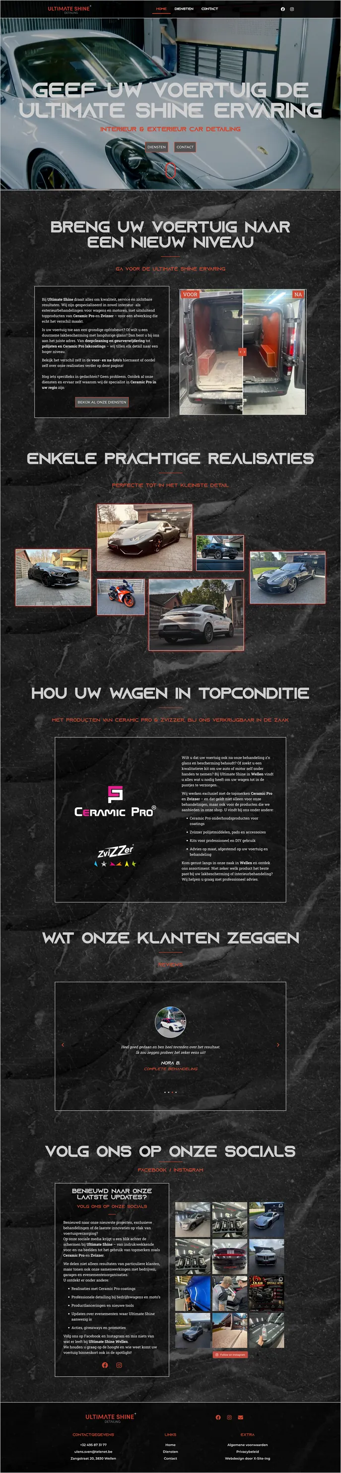 Volledige startpagina van Ultimate Shine